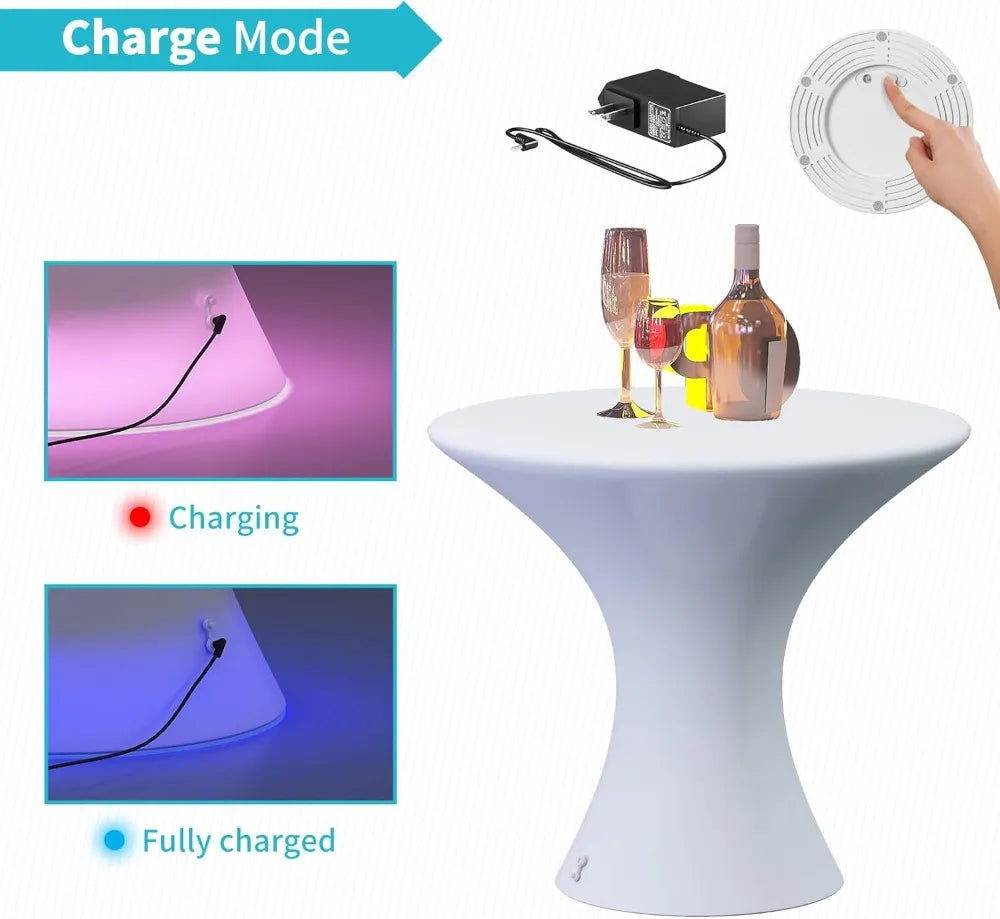 18" LED Cocktail Table with Remote, 16 RGB Colors, Waterproof Light