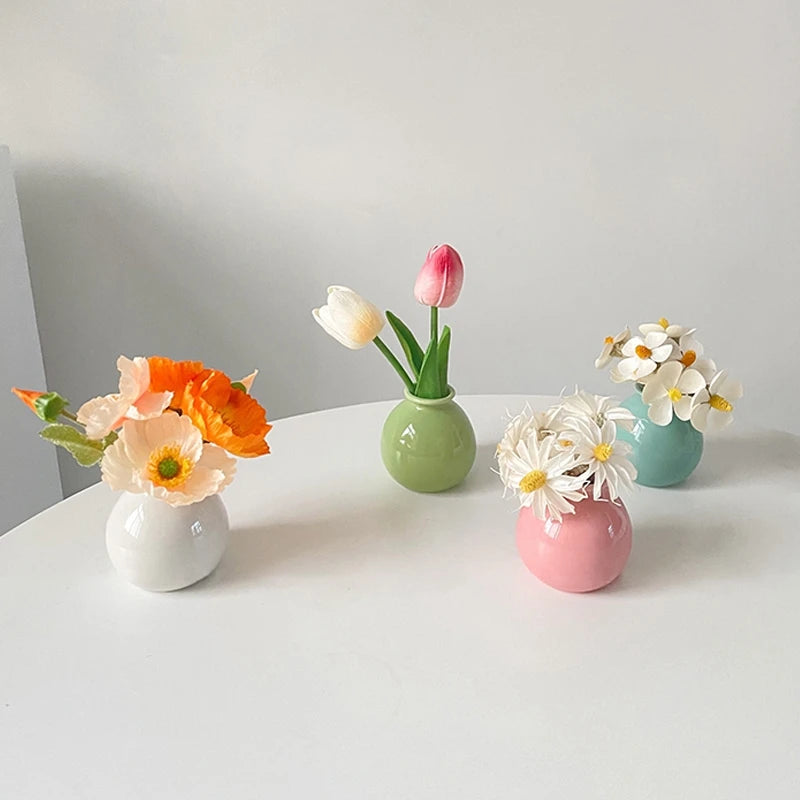 1-10PCS Mini Flower Vase Cute Rice Ball Ceramic Bud Vases Onigiri Hydroponic