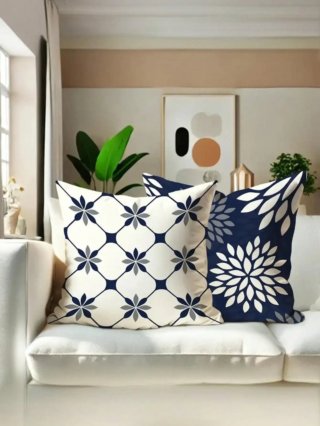 4PCS Velvet Pillow Covers - Geometric Floral Fall Decor