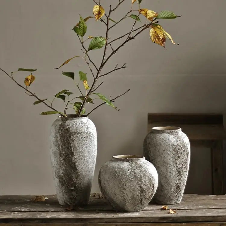Rustic Ceramic Tall Floor Vase