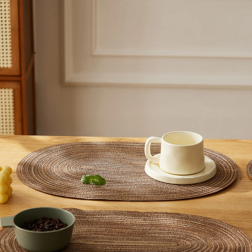 4PCS/set Oval Rop Cotton Braided Table Place Mats Braided Non-Slip