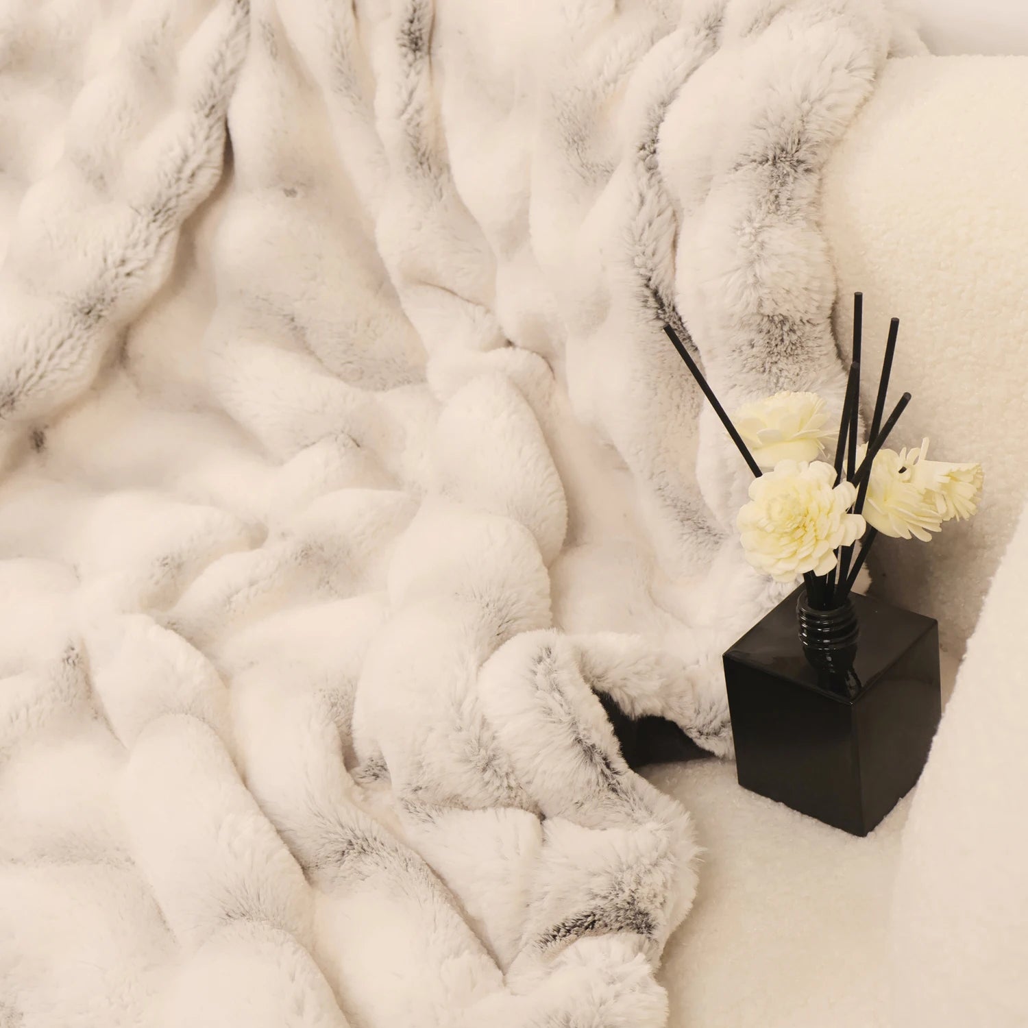 Rosekind Soft FAUX RABBIT Fleece Throw , Faux Fur Blanket