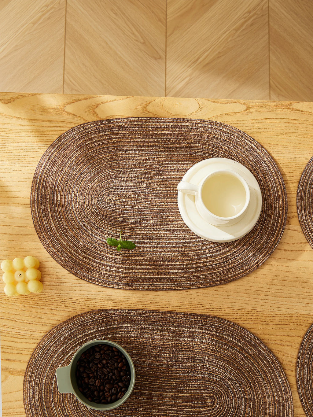 4PCS/set Oval Rop Cotton Braided Table Place Mats Braided Non-Slip