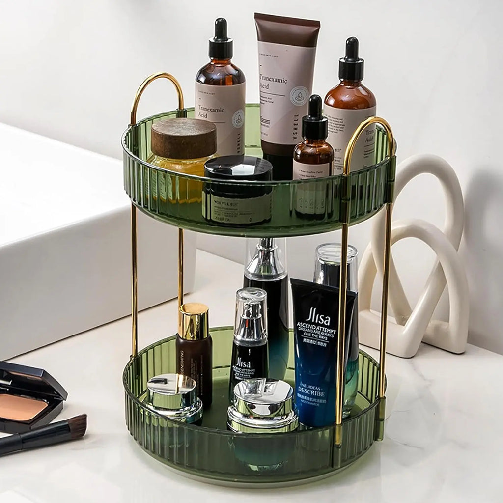 Rotating Makeup Organizer for Vanity, High-Capacity Skincare Storage Perfume