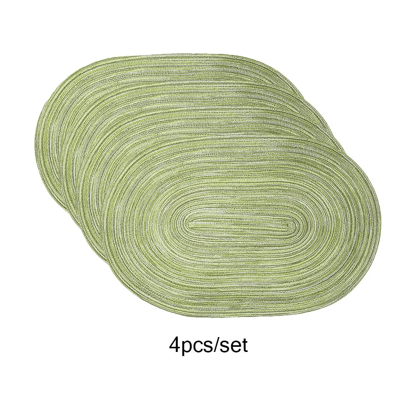 4PCS/set Oval Rop Cotton Braided Table Place Mats Braided Non-Slip