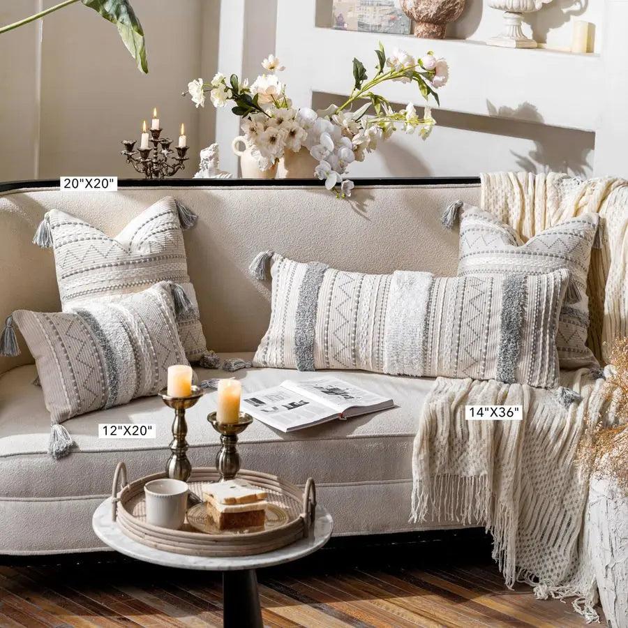 Gray Decorative Throw Pillow Cover 20x20 Combo Set of 2