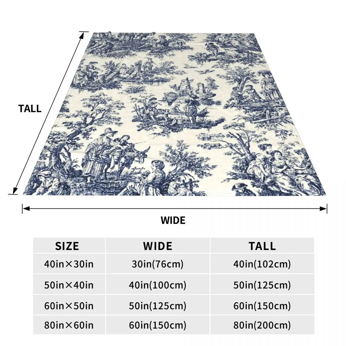 Nomades Artsy Vintage Toile De Jouy Blanket Flannel Multi-function Throw Blanket