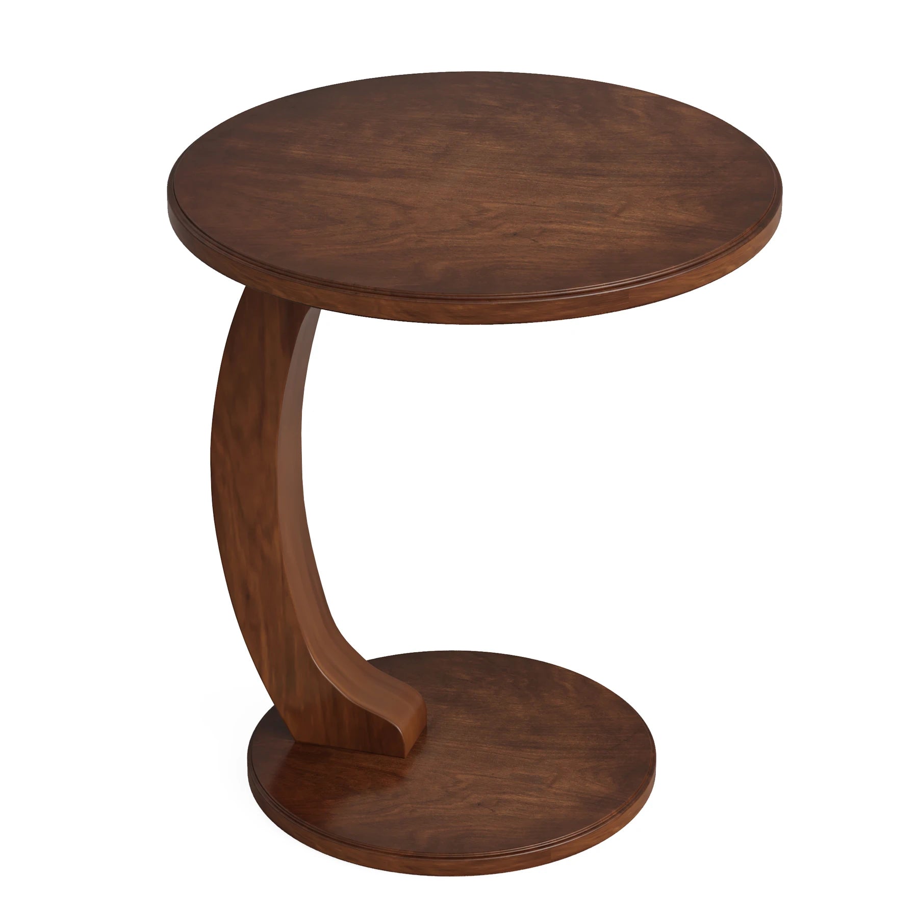 Tribesigns Round End Table, Wood C-Shaped Side Table