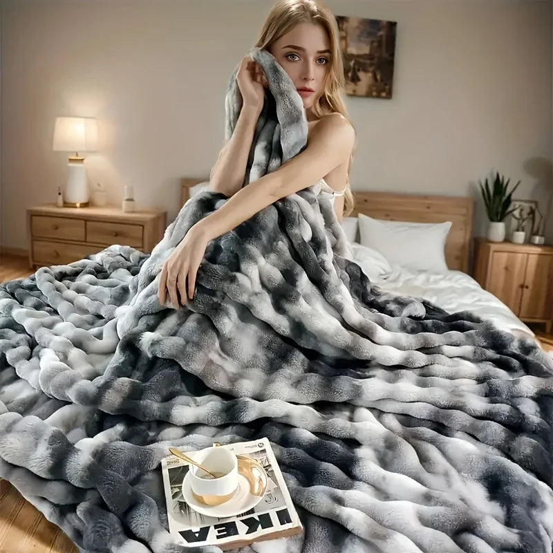 [Cozy|Faux Rabbit] Soft, Warm, 1pc Cozy Faux Rabbit Fleece Blanket