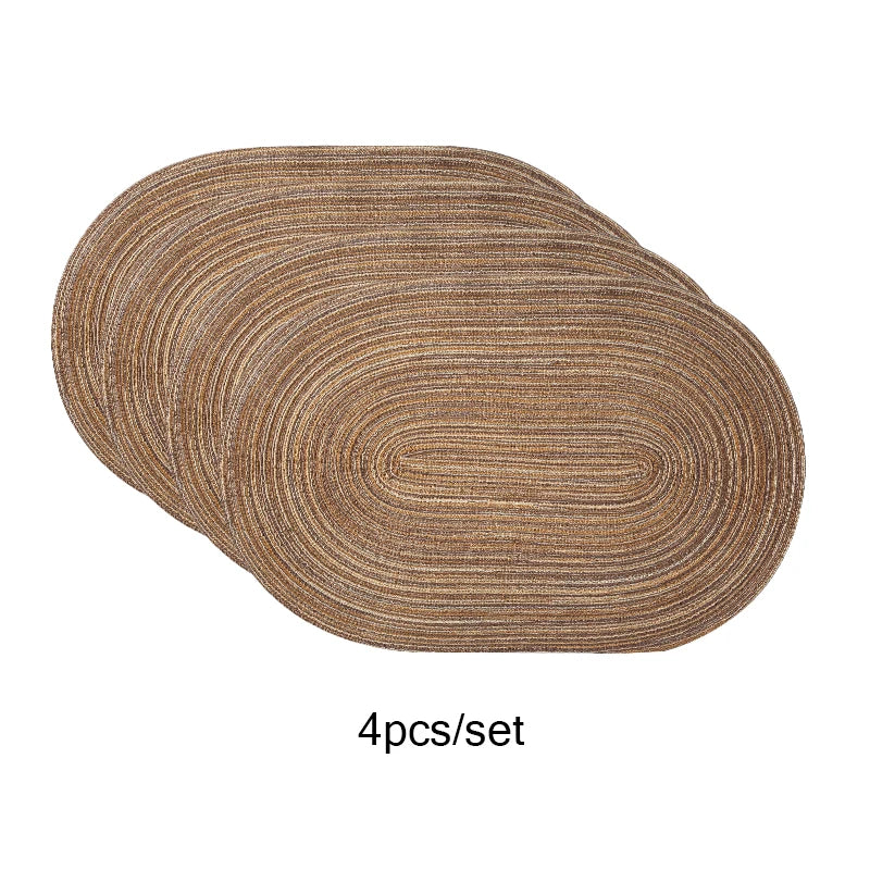 4PCS/set Oval Rop Cotton Braided Table Place Mats Braided Non-Slip