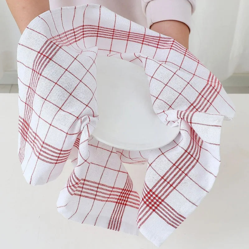 10pcs Classic Plaid Dish Towel Scouring Pad Soft Large Size Kitchen Towel Suitable for Bar and Kitchen Cleaning