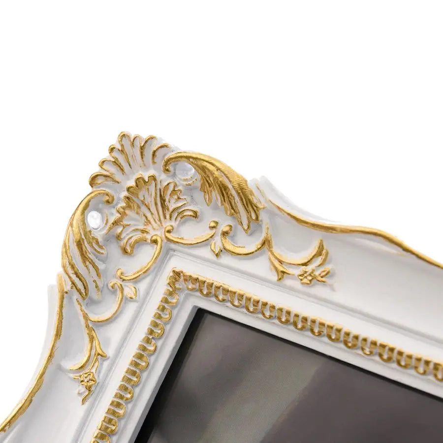 , White Antique Gothic Frames with Glass Front, Elegant Photo Frame for Wall or Tabletop Display