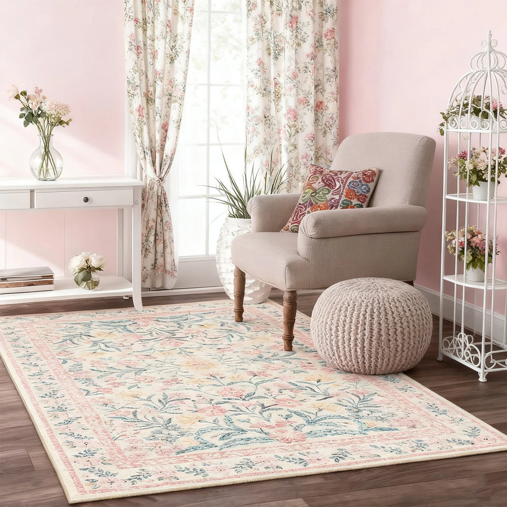 5X7 Area Rugs for Living Room, Machine Washable Non Slip Vintage Rugs