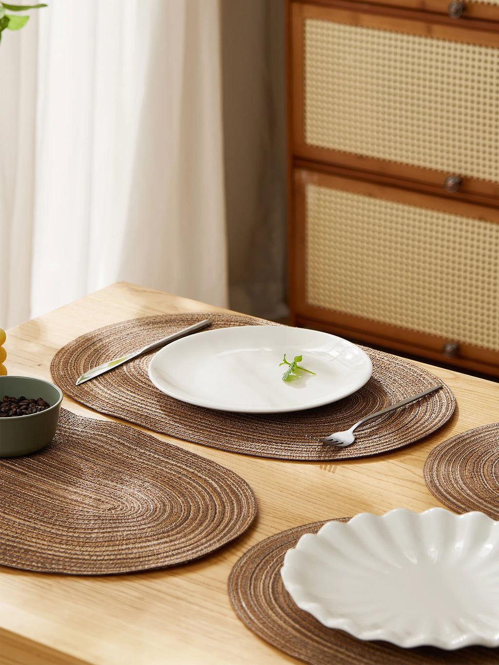 4PCS/set Oval Rop Cotton Braided Table Place Mats Braided Non-Slip
