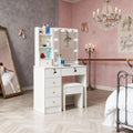 Vanity Makeup Table Dressing Desk Set 10 LED Lighted Sliding Mirror with Stool