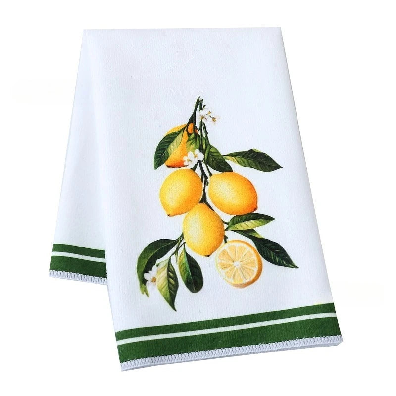 56CMx36CM Lemon Print Kitchen Dish Towel Absorbent Kitchen Towels Quick Drying Dish Cloth for Kitchen Cooking Cleaning Decor