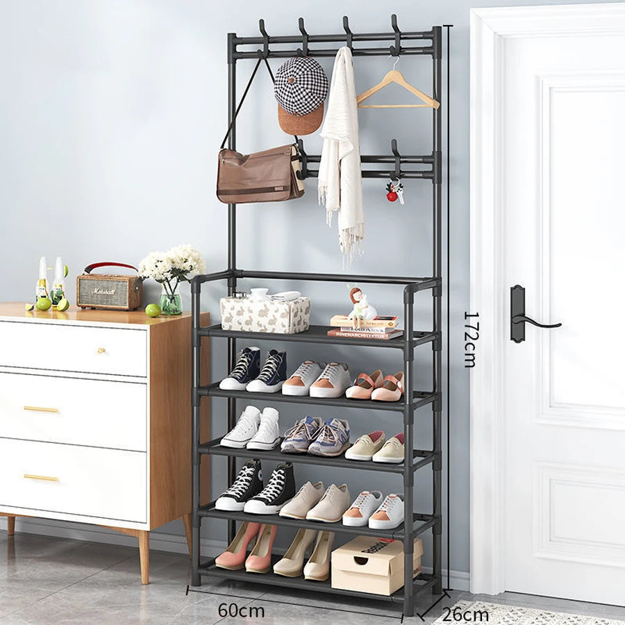 Hat rack, 5-layer multifunctional metal hook with 8 double hooks - space saving
