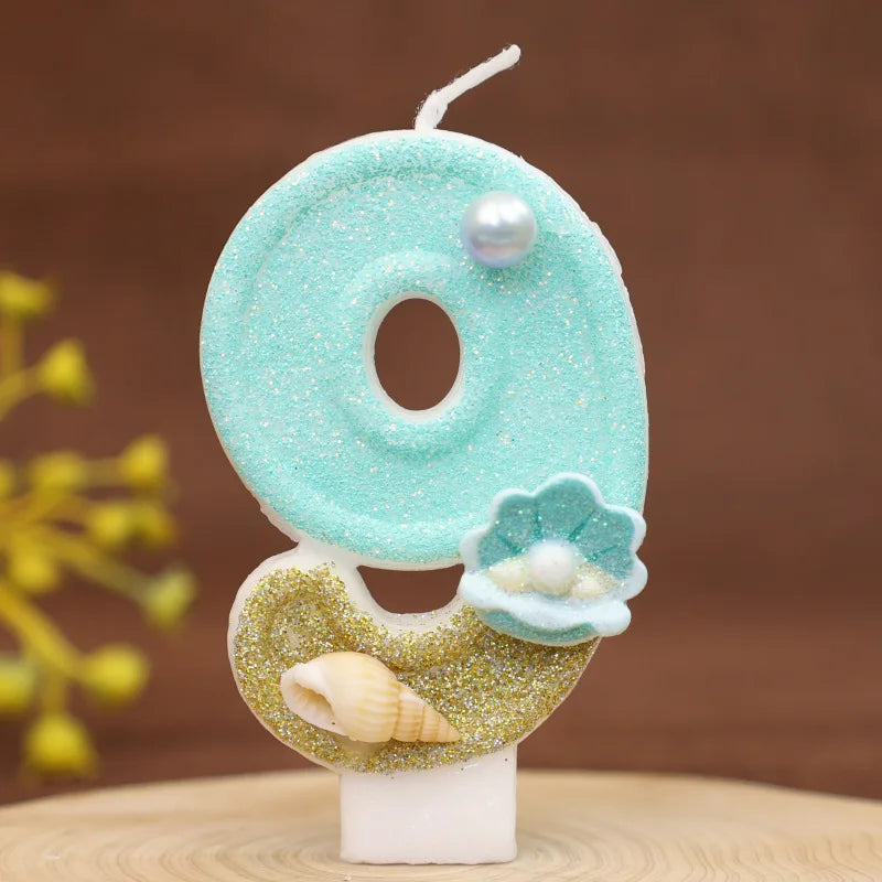 Digital Birthday Candles Beach Ocean Birthday Cake Party Decorative