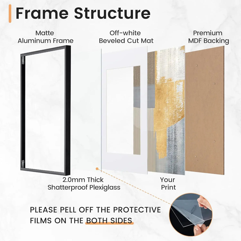 3pcs 30x40 50x70cm Picture Frames Aluminum Modern Photo Frame Black matte