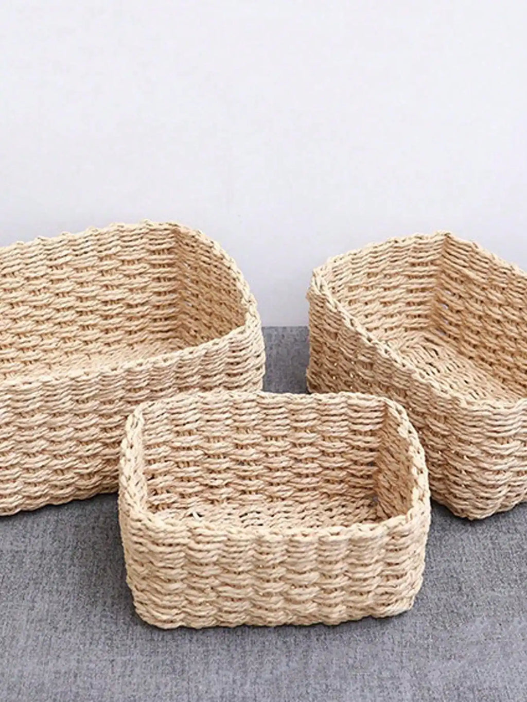 1/3PCS Handmade Seagrass Rattan Storage Baske