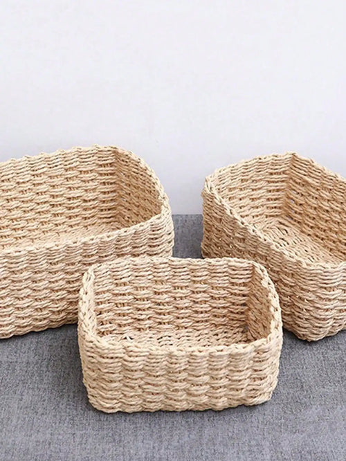 1/3PCS Handmade Seagrass Rattan Storage Baske