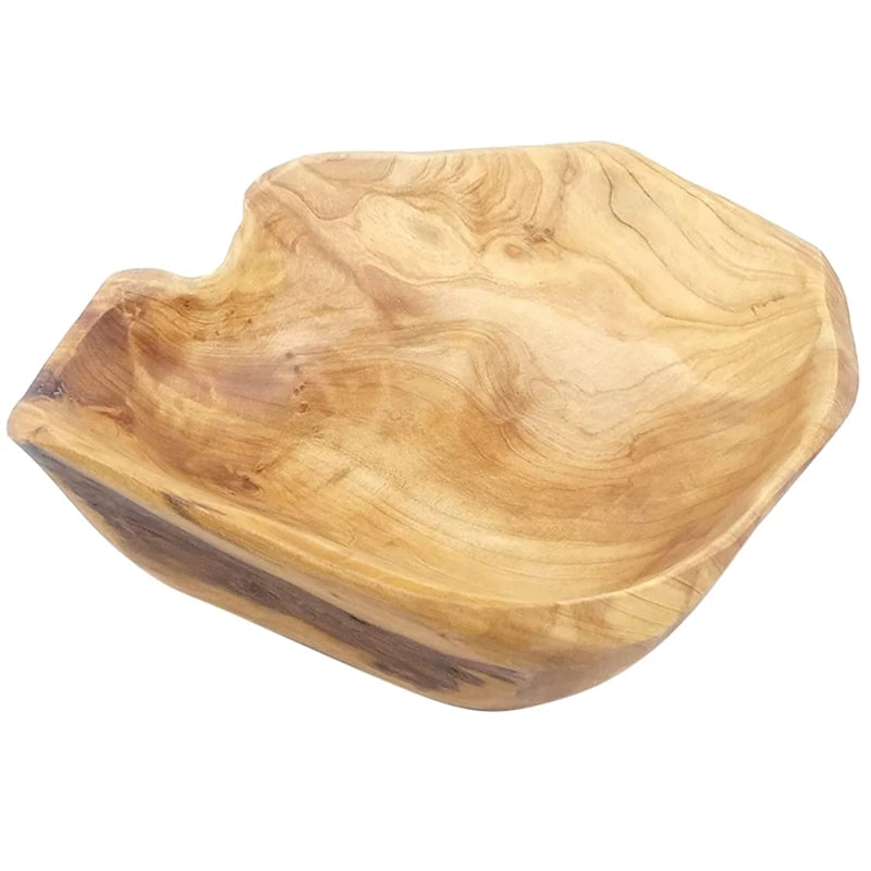 Wooden Fruit Salad Serving Bowl Hand-Carved Root Bowls Living Room Real Wood Bowl 15-19cm