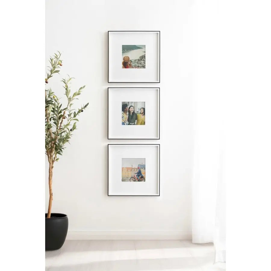 Gibson Modern Wall Picture Frame Set of 3 16x16 matted to 8x8 Black and White ThreePiece Frame Set for Gallery Wall Frame Set in