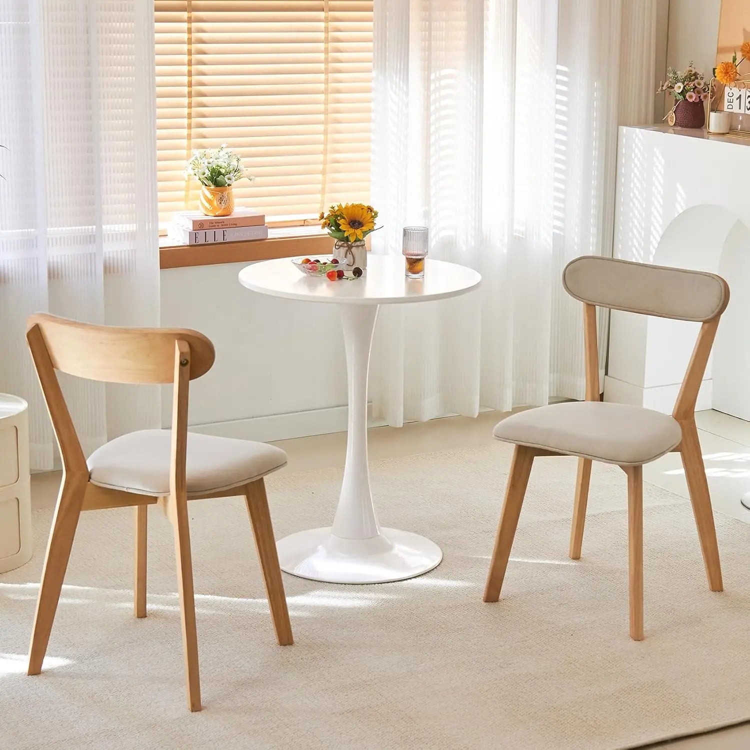 Round, 24" Circle Tulip Table with Thickened Tabletop & Metal Pedestal, Customized