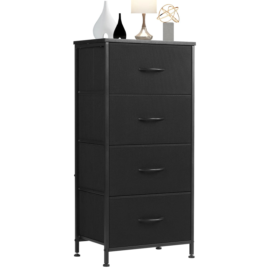 JHK Dresser For Bedroom With 4 Fabric Drawers Nightstand Wardrobe Steel Frame Closet