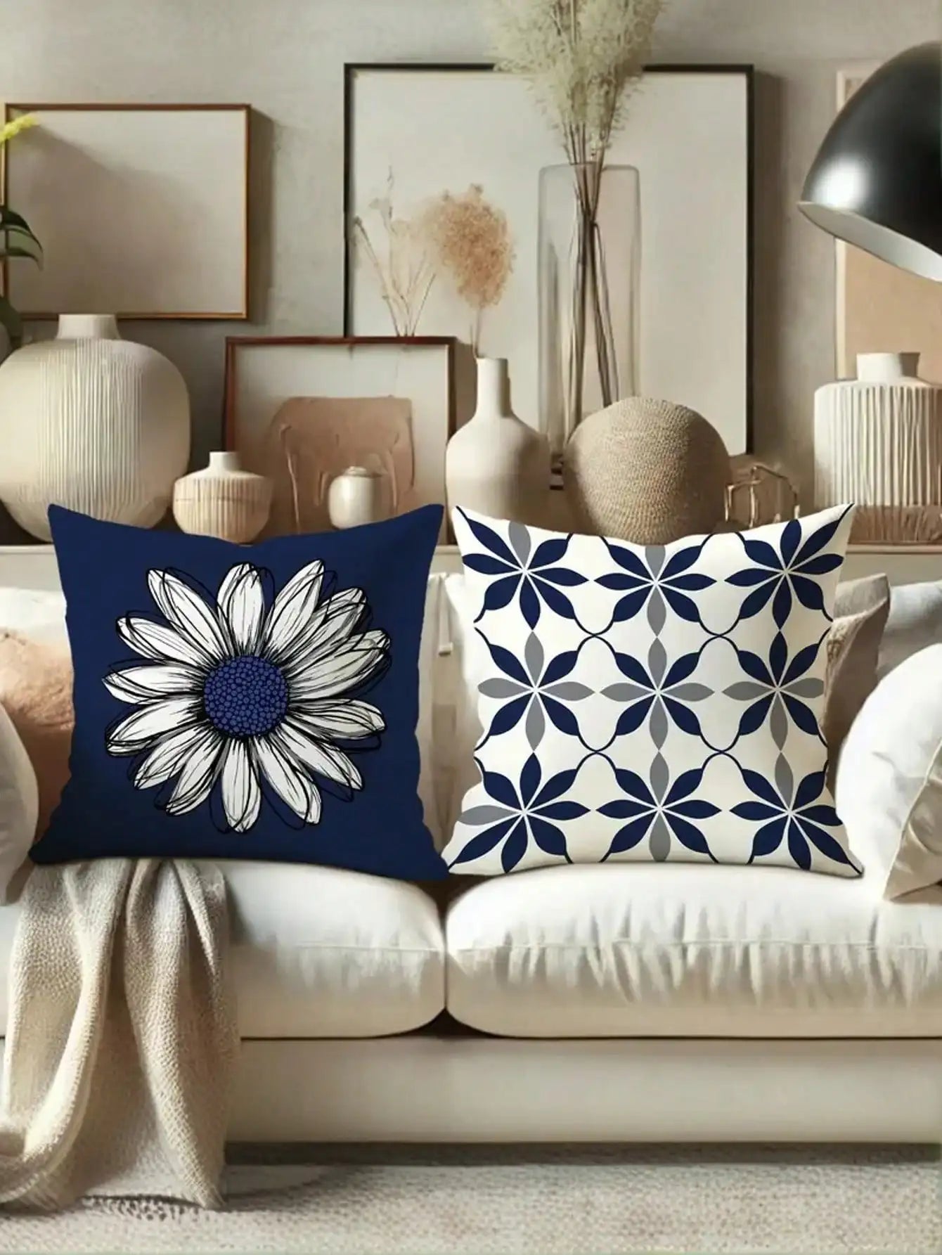 4PCS Velvet Pillow Covers - Geometric Floral Fall Decor
