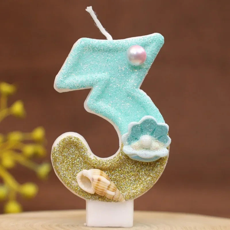 Digital Birthday Candles Beach Ocean Birthday Cake Party Decorative