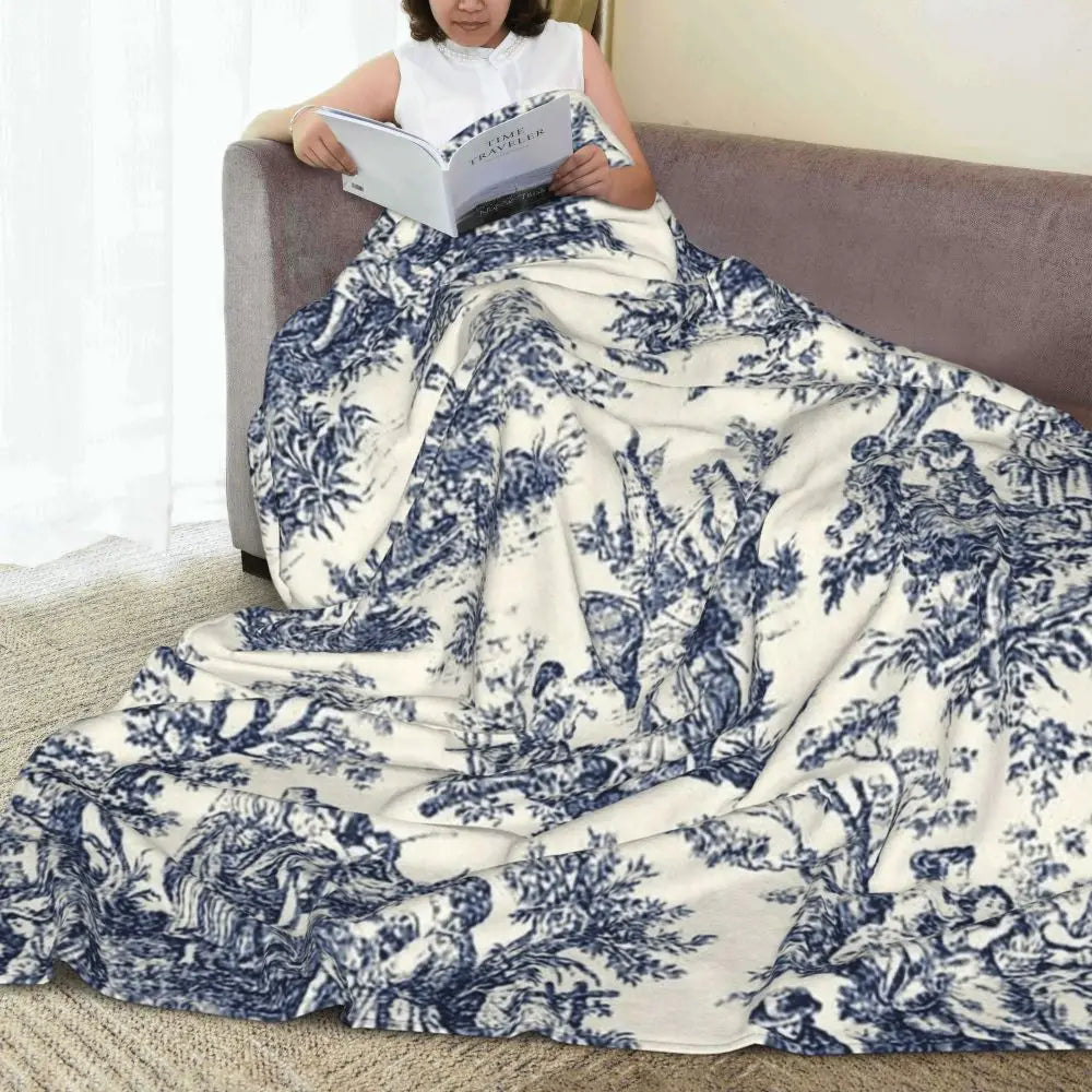 Nomades Artsy Vintage Toile De Jouy Blanket Flannel Multi-function Throw Blanket