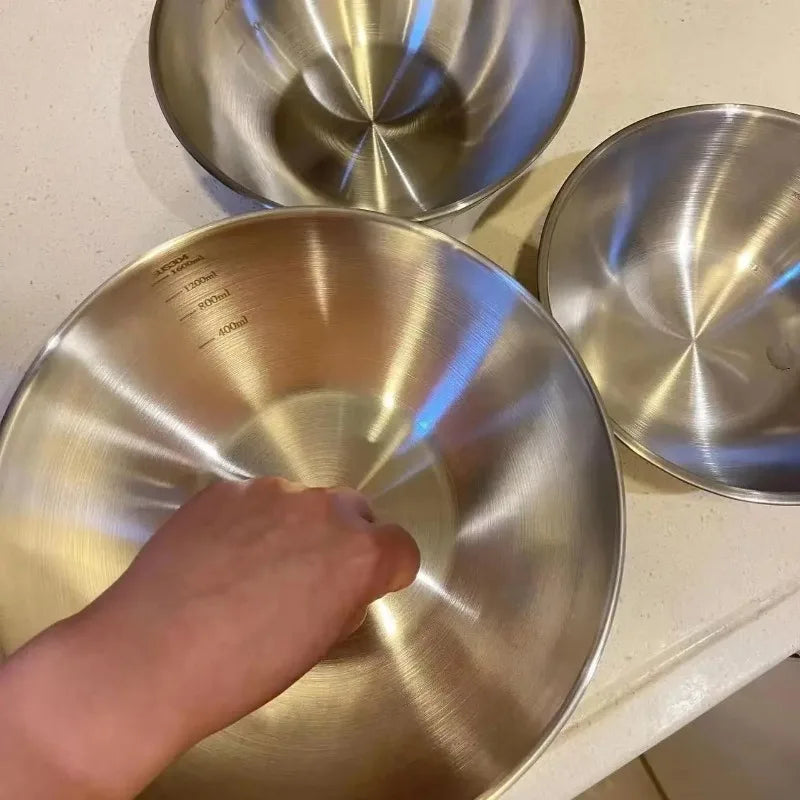 Stainless Steel Bowl Set with Scale for Cooking Baking Food Storage Large Capacity