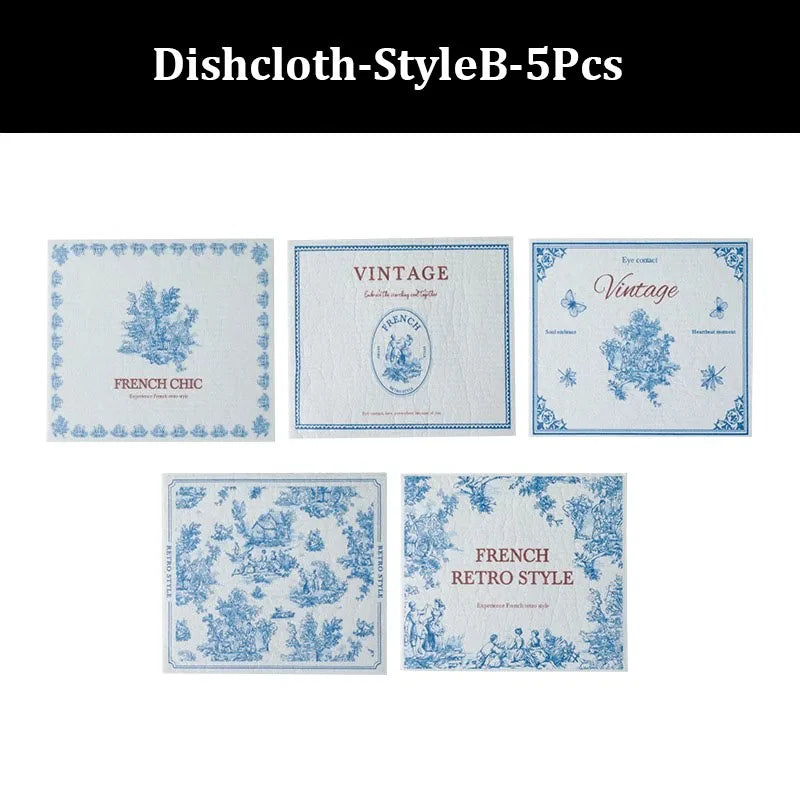 3/4/5 Pcs Magic Dishcloth Absorbent Reusable Wet Dry Household Kitchen Dish Towels Cellulose Cotton Swedish Cleaning Cloth Rags