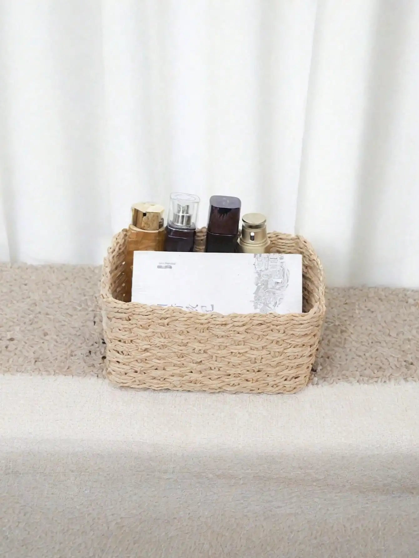 1/3PCS Handmade Seagrass Rattan Storage Baske