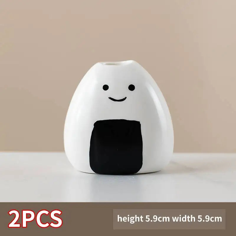 1-10PCS Mini Flower Vase Cute Rice Ball Ceramic Bud Vases Onigiri Hydroponic