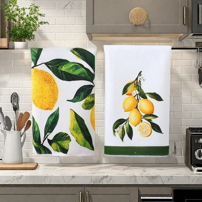56CMx36CM Lemon Print Kitchen Dish Towel Absorbent Kitchen Towels Quick Drying Dish Cloth for Kitchen Cooking Cleaning Decor