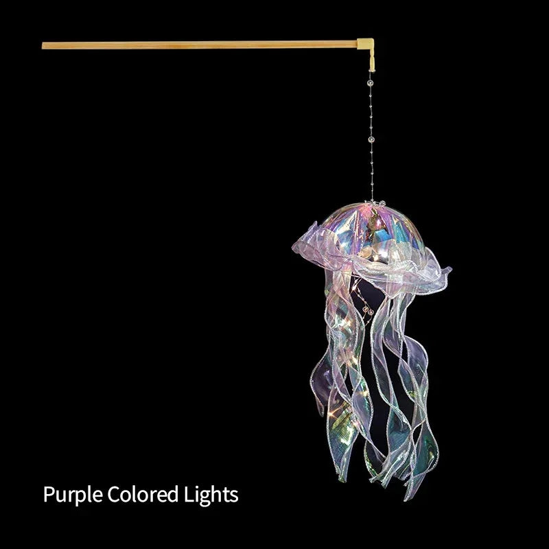 Jellyfish Lamp Portable Lantern Kids Children Bedroom Hanging Night Light Under The Sea Colorful Mermaid Ocean Party Home Decor