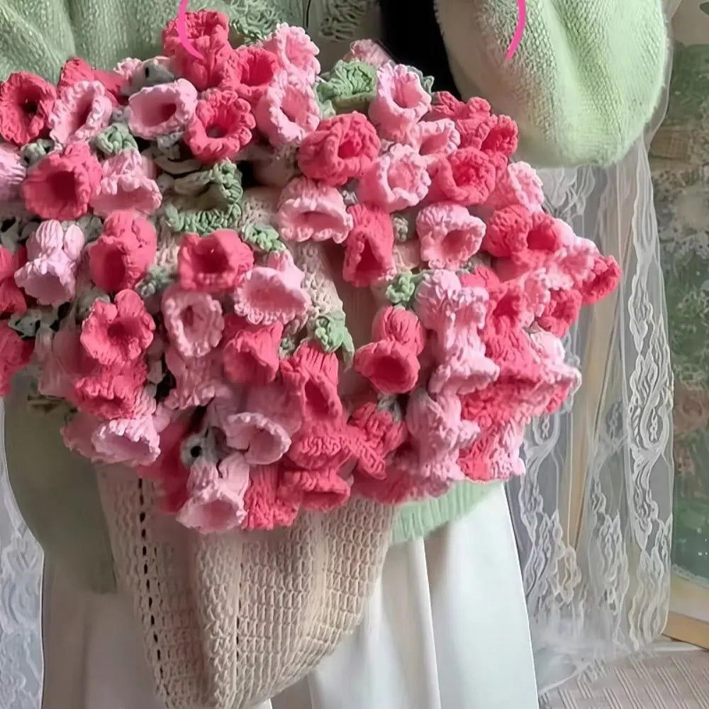 Crochet Rose Bouquet Blanket Fashion Finished Flower Bouquet Blanket Sunflower Carnation DIY Craft Knitted Blanket