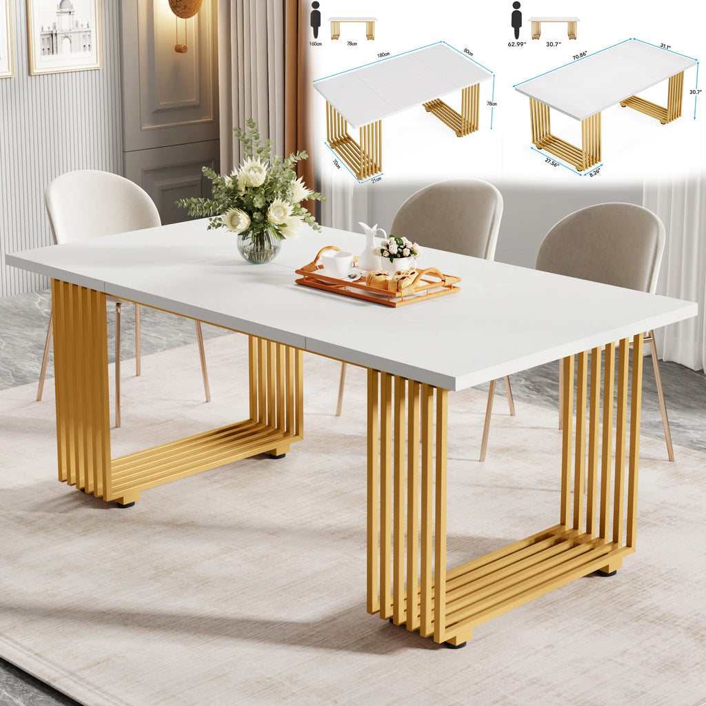 Tribesigns 63-Inch Rectangular Dining Table for 4 to 6, able with Faux Marble Table Top,