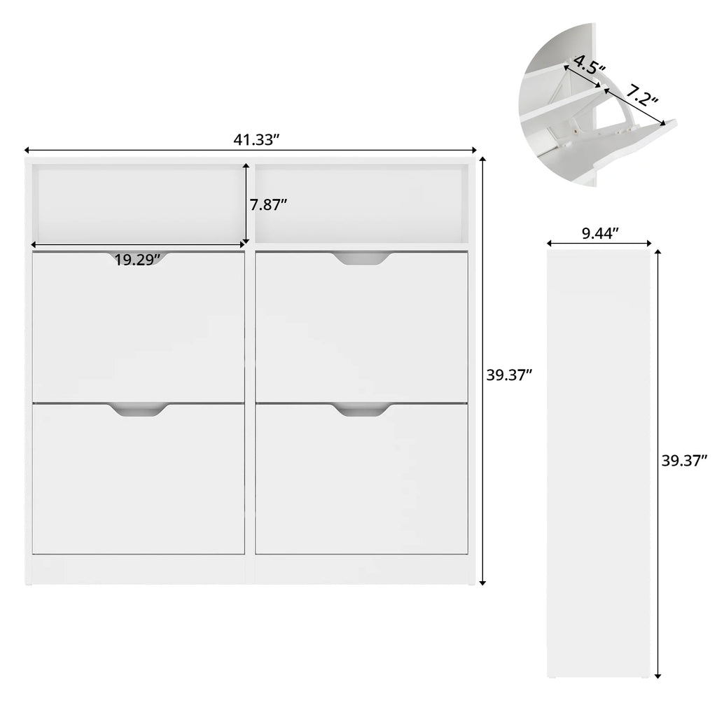 VOWNER Shoe Storage Cabinet with 4 Flip Drawers, Freestanding Shoe Cabinet