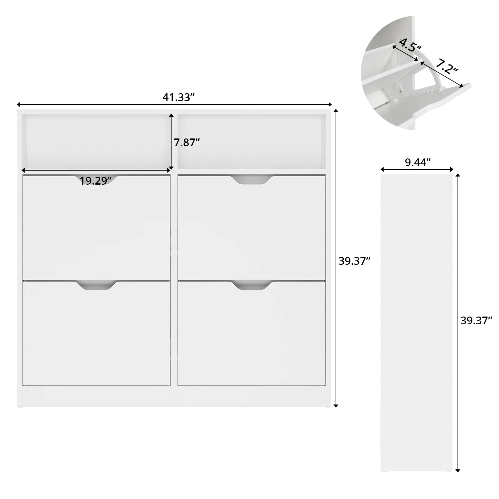 VOWNER Shoe Storage Cabinet with 4 Flip Drawers, Freestanding Shoe Cabinet