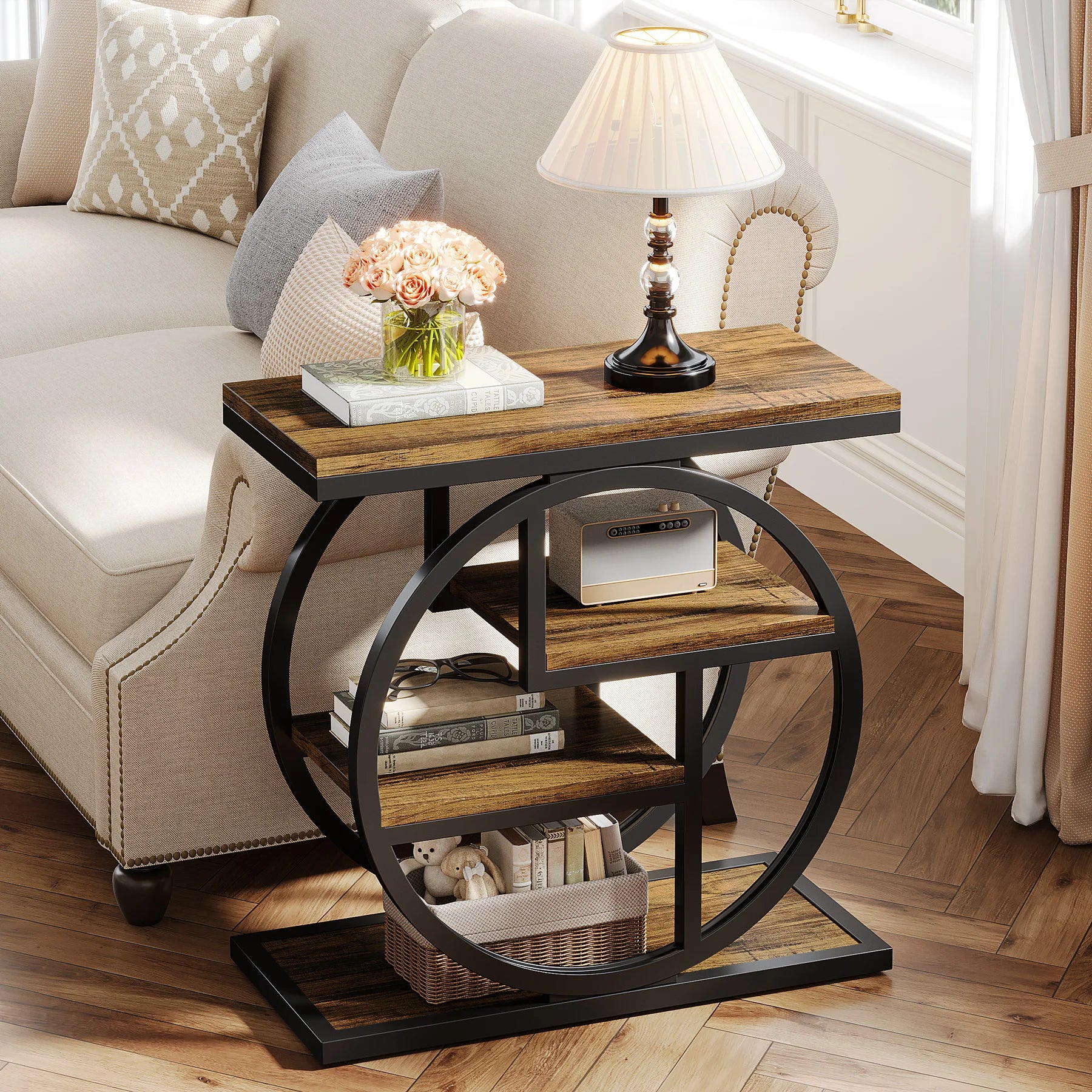Tribesigns End Table , 4-Tier Narrow