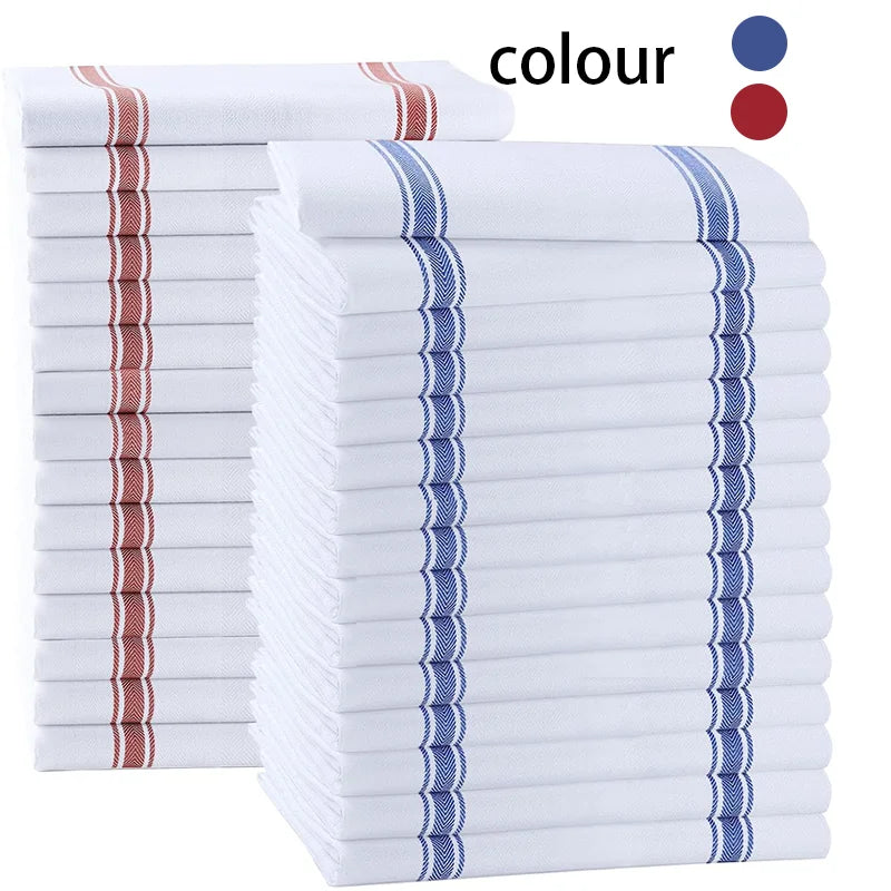4/6/8/12 Pieces, 45×62cm, Minimalist Style Red and Blue Stripes, Knitted Pure Cotton Absorbent Cleaning Cloth, Cleaning Cloth, Scouring Pad