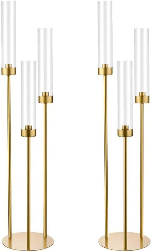 2/4/6/8/10pcs Gold Candelabra 3 Arm Candle Holders Centerpiece for Table Centerpiece Party Decorative Candlestick Holder