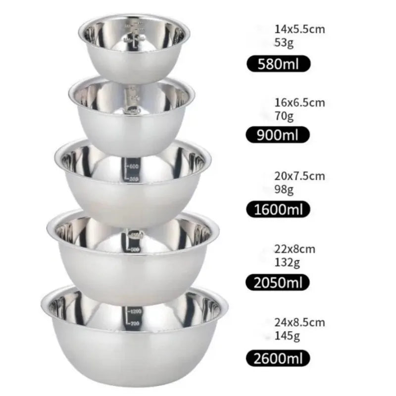 Stainless Steel Mixing Bowls Portable Kitchen Cooking