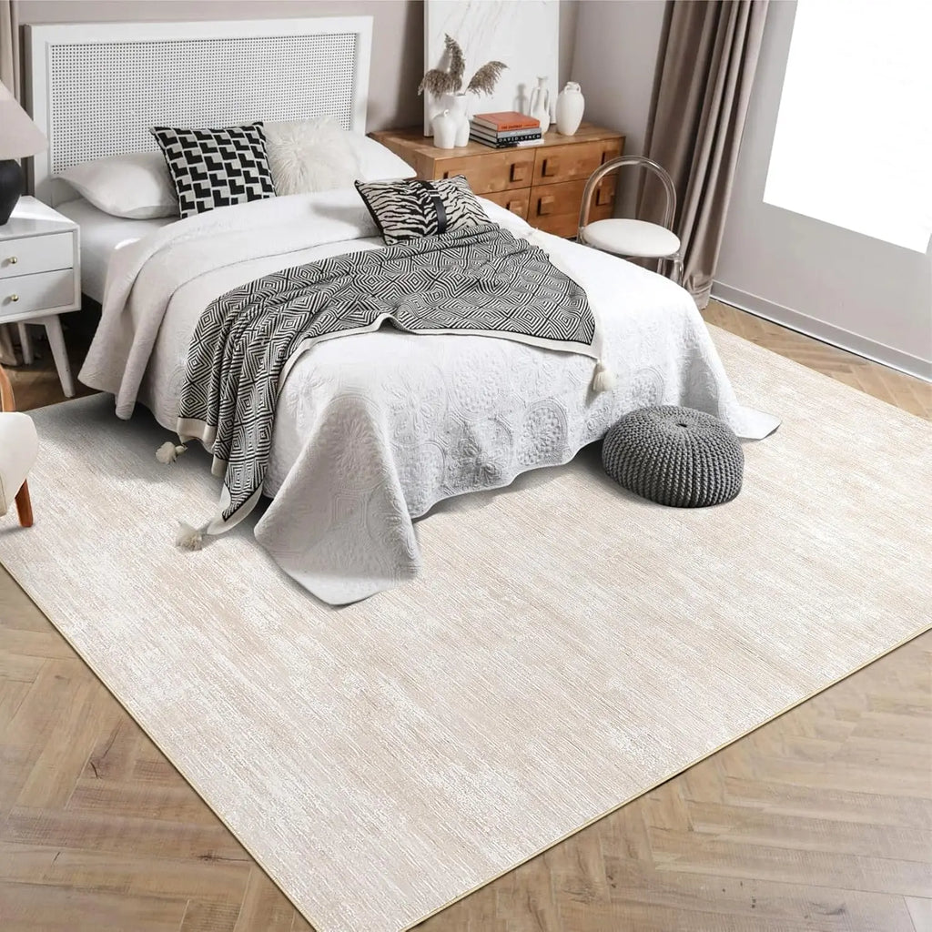 8x10 Washable Non-Slip Abstract Area Rug- Beige
